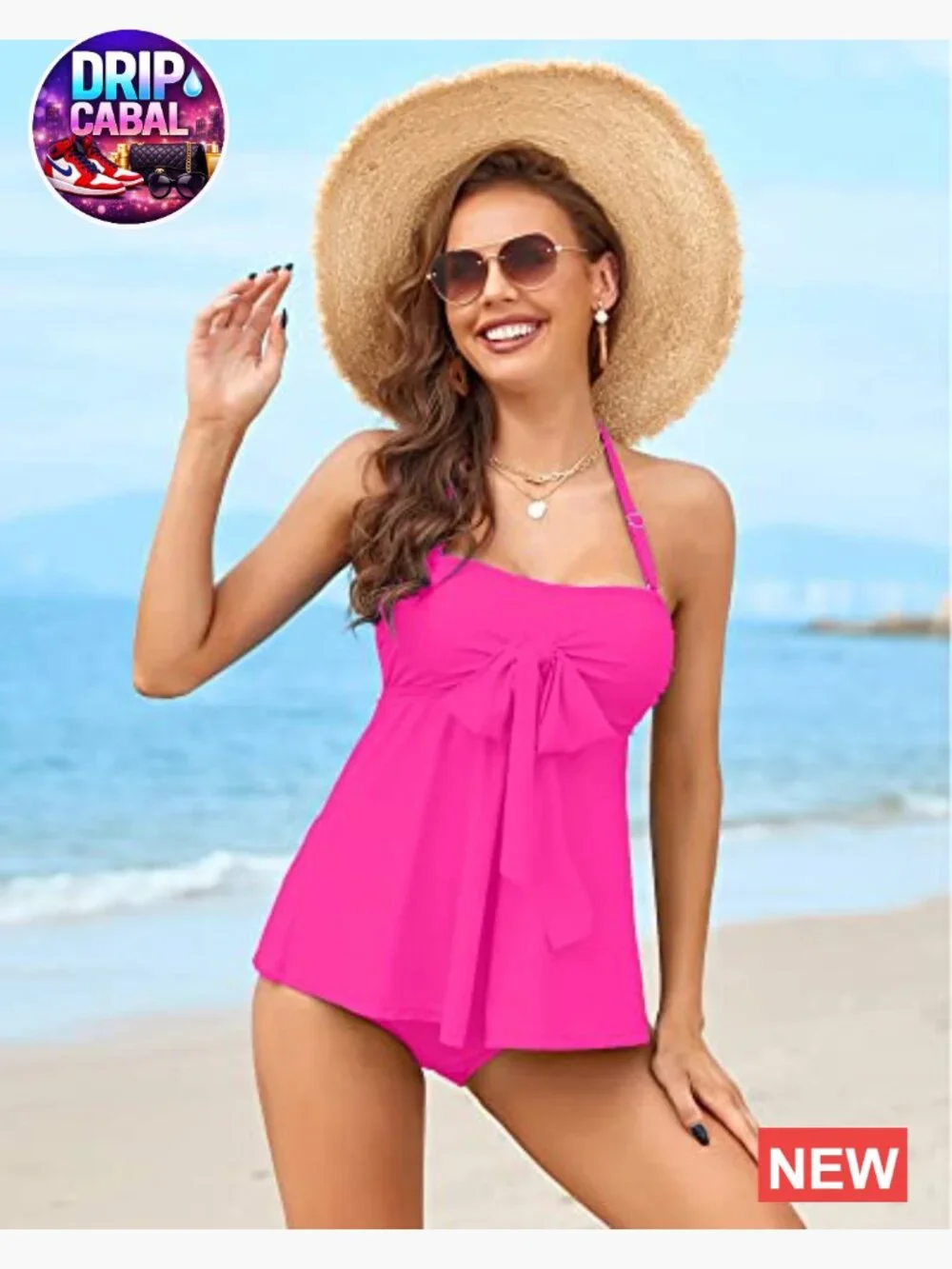Women's Halter Bandeau Self-Tied Tankini Set Two Pieces Swimsuits